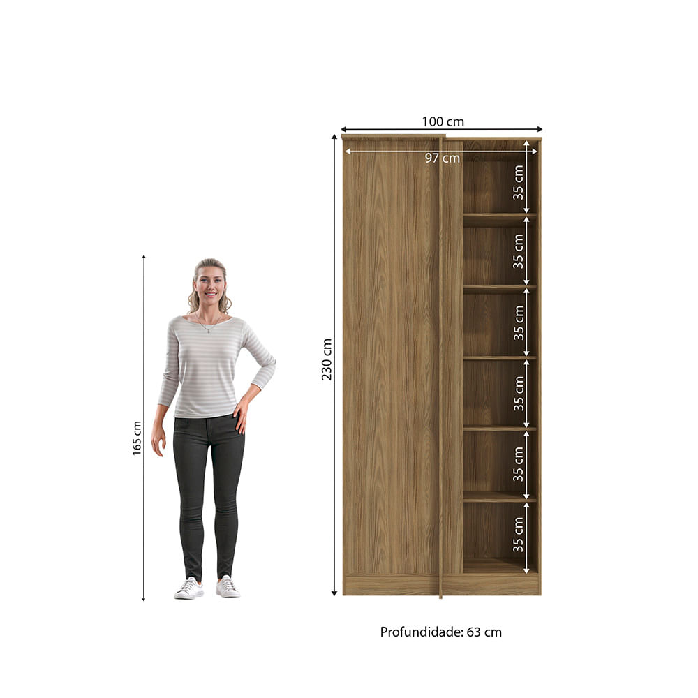 Guarda-Roupa de Canto Reto Sem Portas Closet Kappesberg Adapt