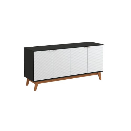 Aparador Kappesberg 4 Portas 3D Preto Fosco/Branco 156cm