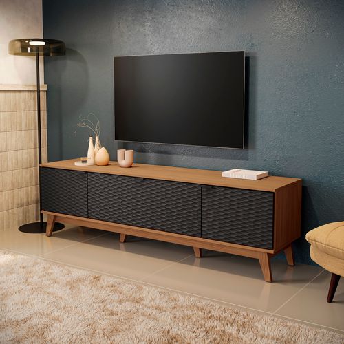 Rack Kappesberg 3 Portas 3D Canela/Preto 180cm