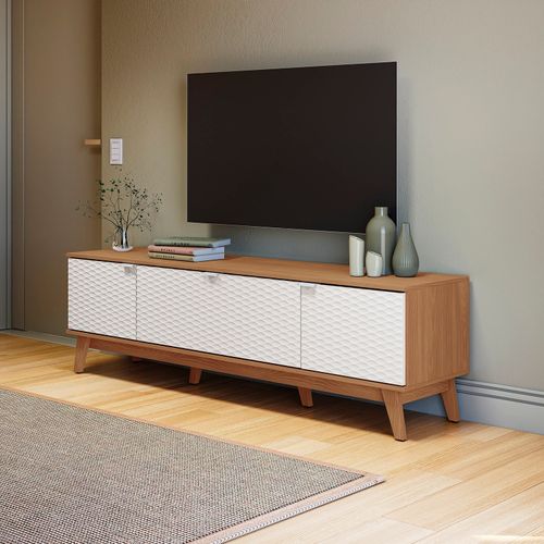 Rack Kappesberg 3 Portas 3D Canela/Branco 180cm