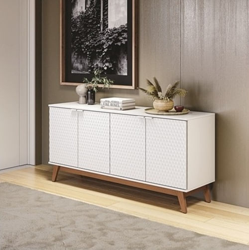 Aparador Kappesberg 4 Portas 3D Branco 156cm