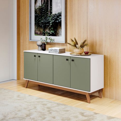Aparador Kappesberg 4 Portas Branco/Verde Frevo 156cm