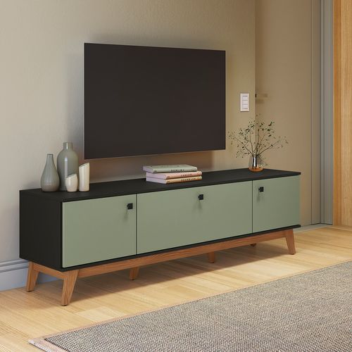 Rack Kappesberg 3 Portas Preto Fosco/Verde Frevo 180cm