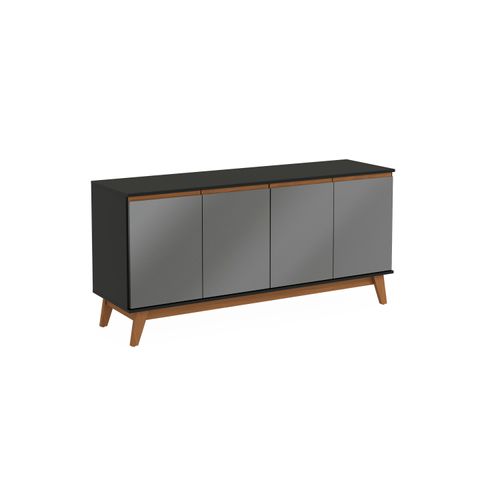Aparador Buffet Kappesberg 4 Portas Preto Fosco/Chumbo 156cm
