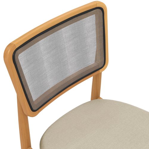 Cadeira em Madeira Maciça Kappesberg Stela Linho Areia (Tela Chumbo)