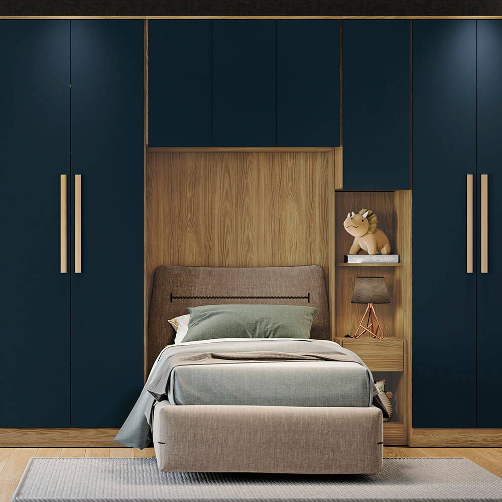 Armário Aéreo 3 Portas Kappesberg Adapt Nogueira/Azul Profundo