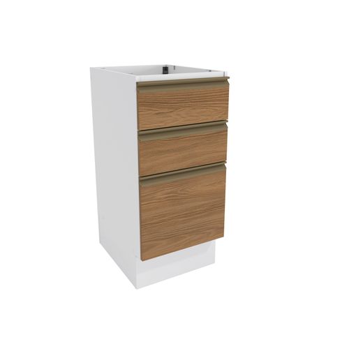 Balcão 3 Gavetas Kappesberg Celeste 100% MDF Branco/Nogueira 40cm