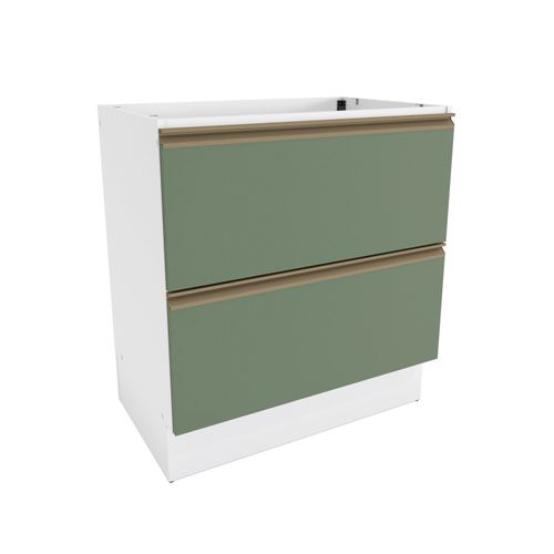 Balcão 2 Gavetas Kappesberg Celeste 100% MDF Branco/Verde Oliva 80cm