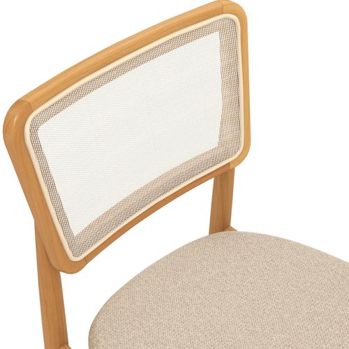 Cadeira Kappesberg em Madeira Maciça Linho Mesclado Areia Tela Bege