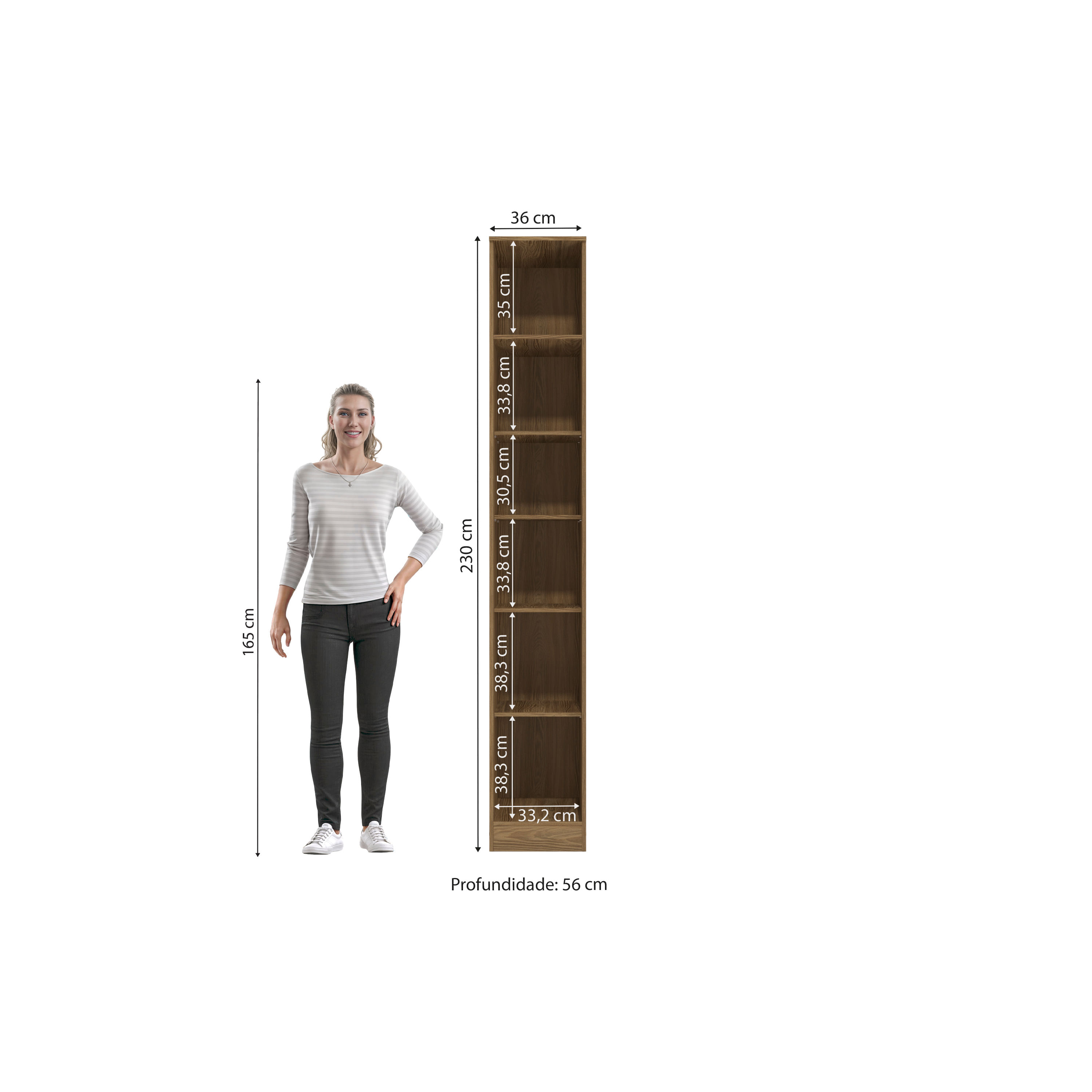 Guarda-Roupa 1 Porta Kappesberg Adapt Nogueira/Azul Profundo 36cm