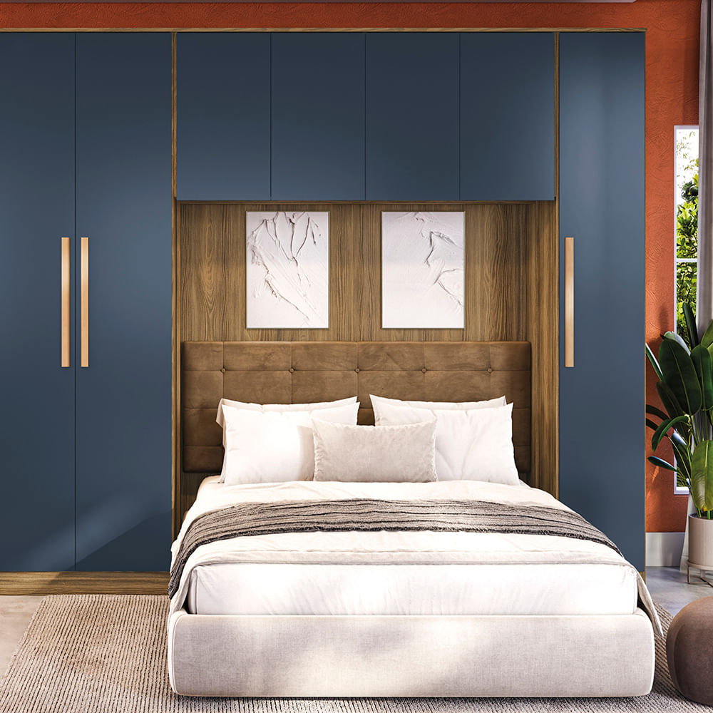 Guarda-Roupa 1 Porta Kappesberg Adapt Nogueira/Azul Profundo 36cm