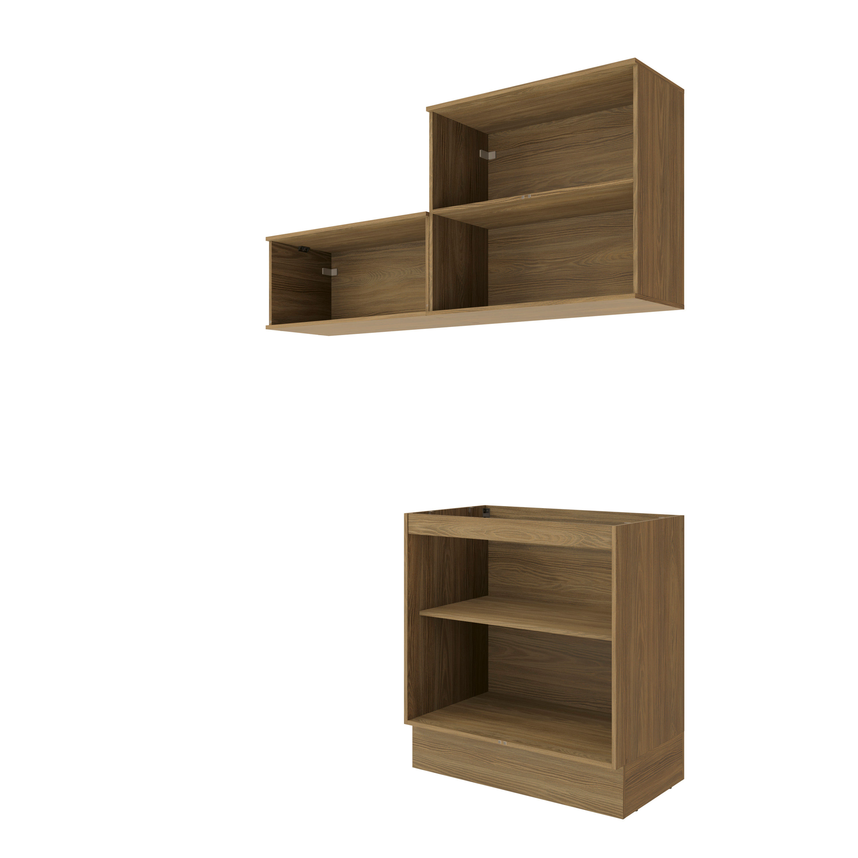 広 Lavanderia Modulada Kappesberg Celeste 3 Peças Nogueira 160cm