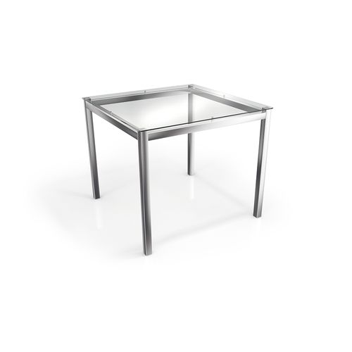 Mesa Reno Kappesberg Cromada com Tampo De Vidro Incolor 90cm