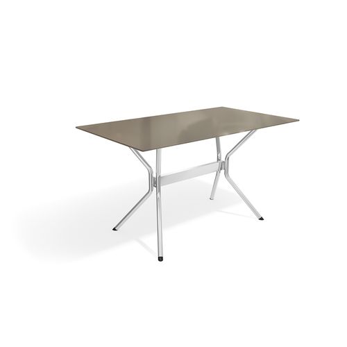 Mesa Loire Kappesberg Cromada com Tampo De Vidro Bronze 140cm