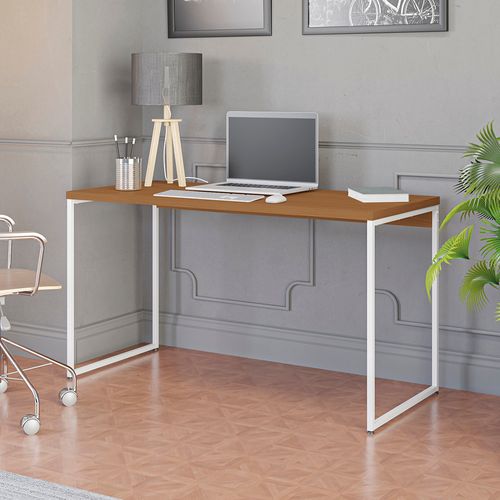 Mesa De Escritório Escrivaninha Kappesberg Industrial Canela/Branco 136cm
