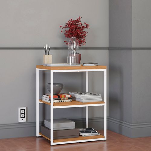 Mesa De Apoio Kappesberg Industrial 3 Prateleiras Canela/Branco 45cm