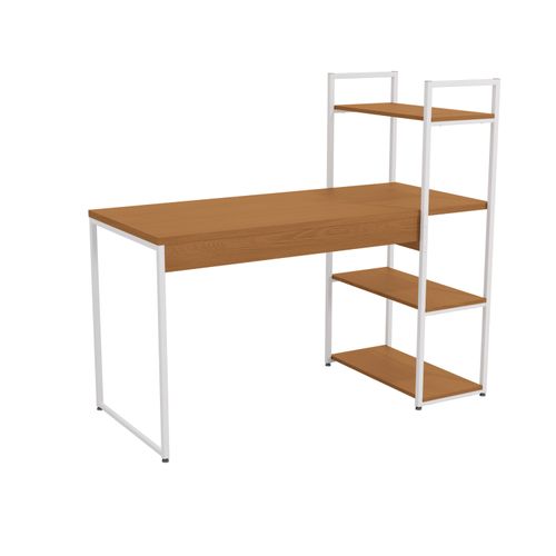 Mesa De Escritório Kappesberg Industrial 3 Prateleiras Canela/Branco 136cm