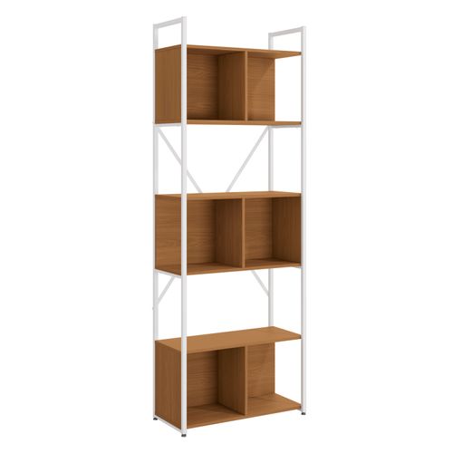 Estante Alta Kappesberg 3 Nichos Industrial Canela/Branco 200cm x 72cm
