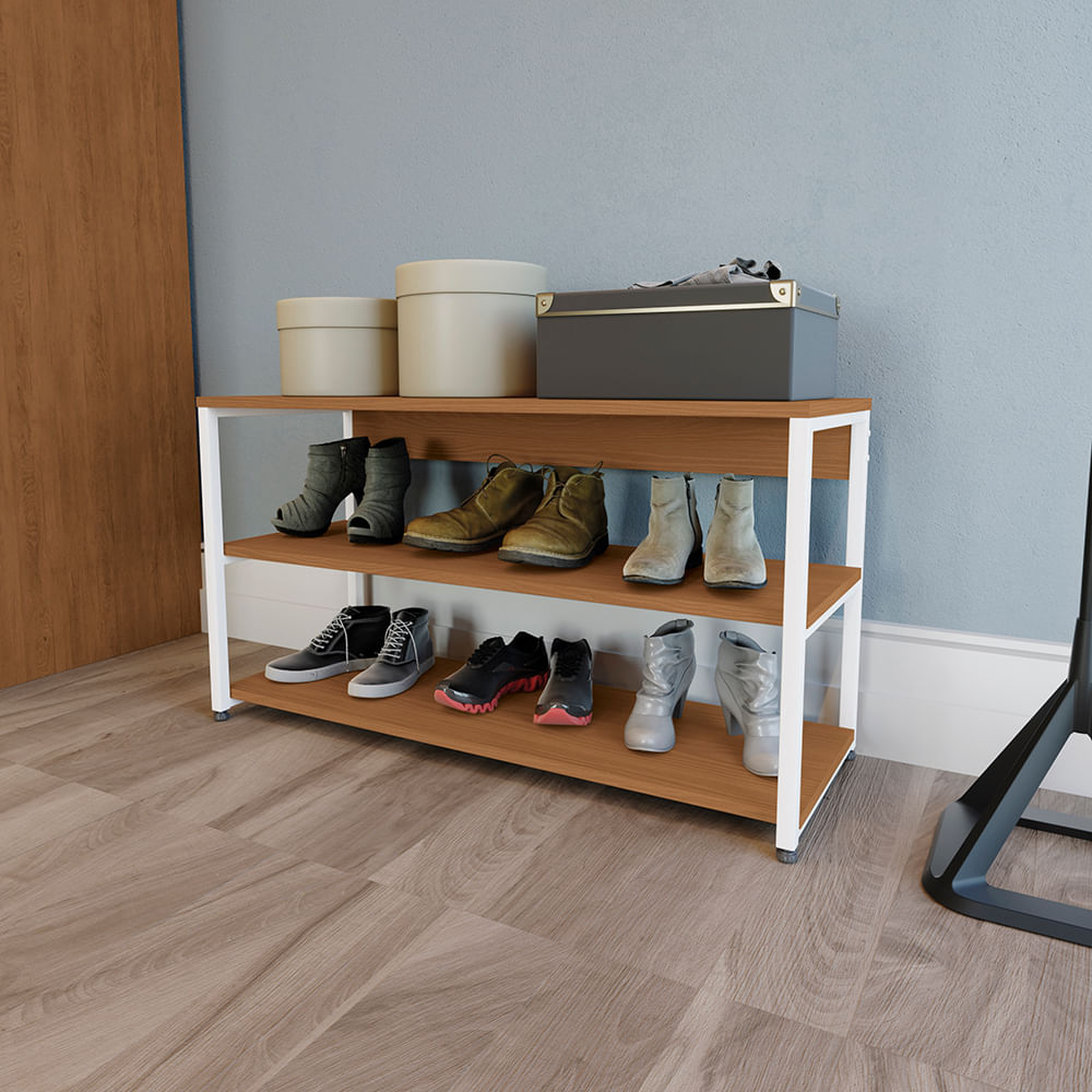 みな Sapateira 3 Prateleiras Kappesberg Canela/Branco | FastStore PDP