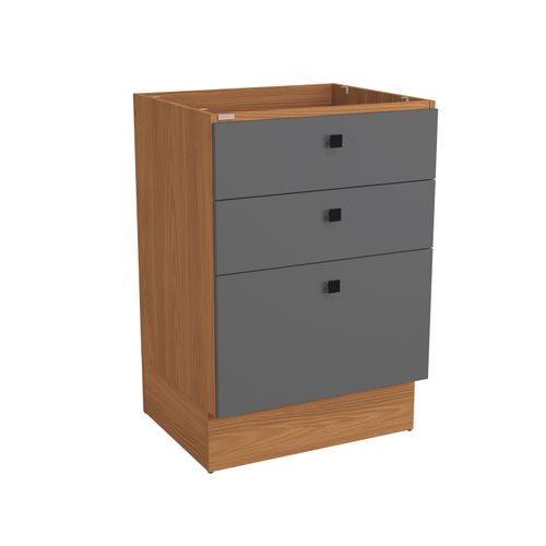 Balcão 3 Gavetas Kappesberg Pixel Canela/Cinza Sagrado 60cm