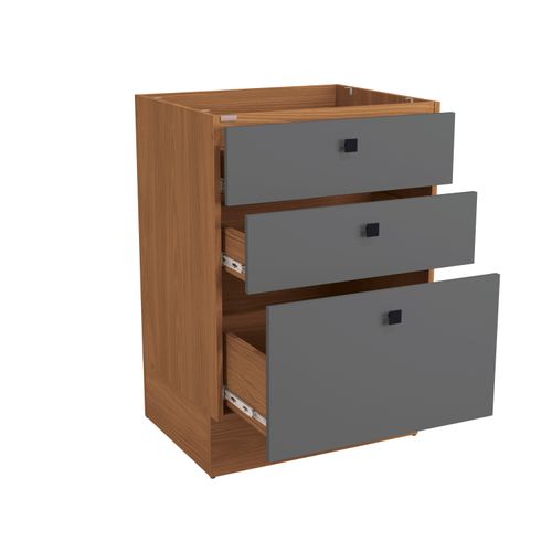 Balcão 3 Gavetas Kappesberg Pixel Canela/Cinza Sagrado 60cm