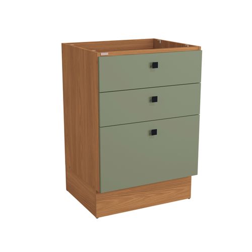 Balcão 3 Gavetas Kappesberg Pixel Canela/Verde Frevo 60cm