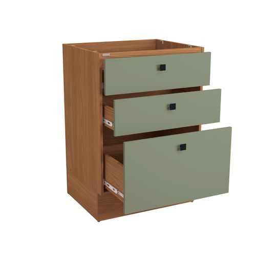 Balcão 3 Gavetas Kappesberg Pixel Canela/Verde Frevo 60cm