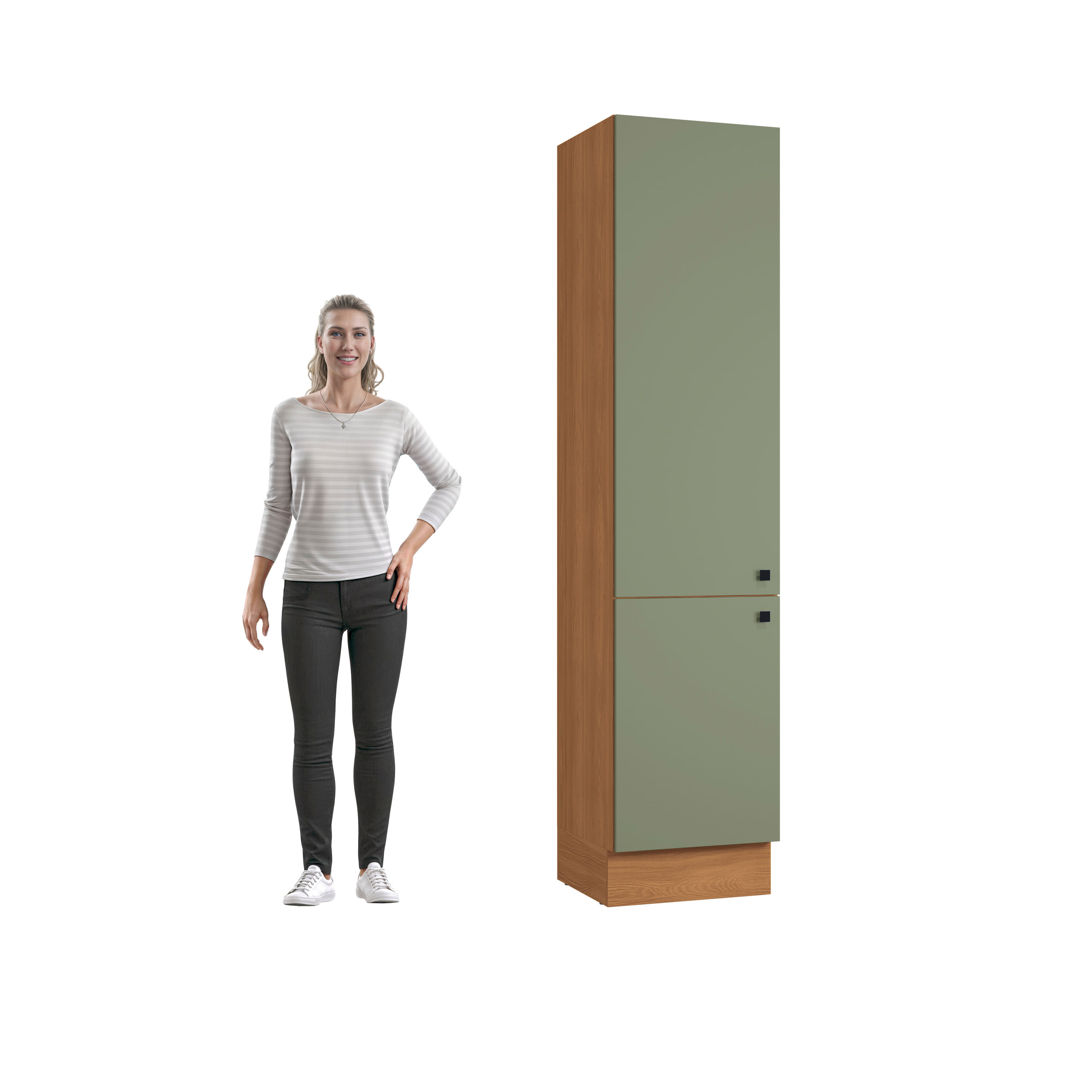 Paneleiro Kappesberg Pixel 2 Portas Canela/Verde Frevo 50cm