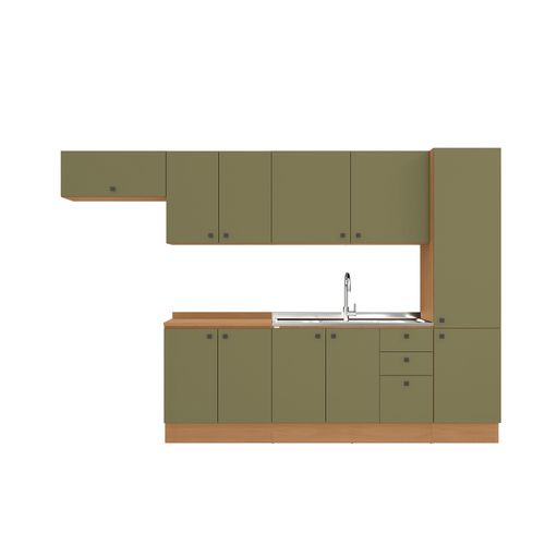 Cozinha Modulada Pixel Kappesberg 100% MDP Canela/Verde Frevo 330cm