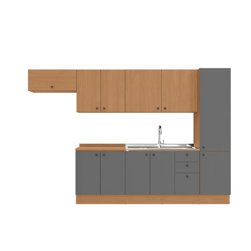 Armário de Cozinha Pixel Kappesberg 330cm Canela/Cinza Sagrado