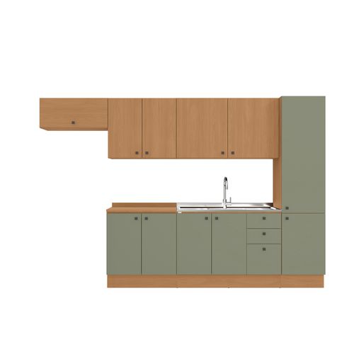 Cozinha Modulada Pixel Kappesberg 100% MDP Canela/Verde Frevo/Canela 330cm