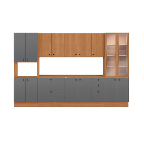 Cozinha Modulada Pixel Kappesberg 100% MDP Canela/Cinza Sagrado/Canela 340cm