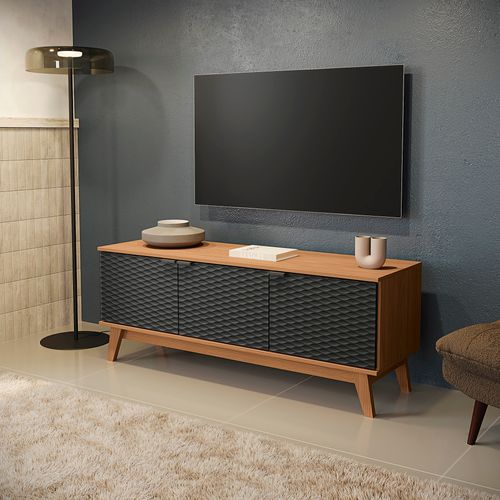 Rack Kappesberg 3 Portas 3D Canela/Preto 136cm