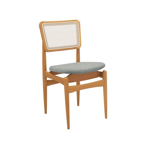 Cadeira em Madeira Maciça Kappesberg Stela Linho Cinza Mesclado (Tela Bege)