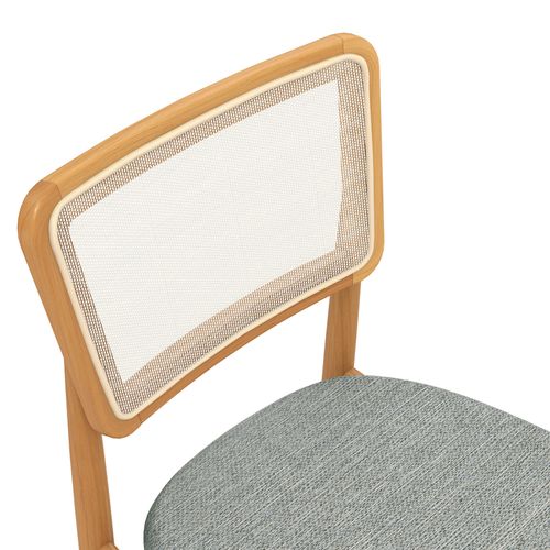 Cadeira em Madeira Maciça Kappesberg Stela Linho Cinza Mesclado (Tela Bege)