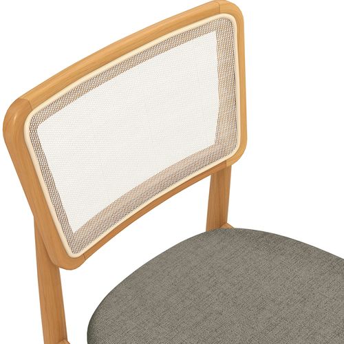 Cadeira em Madeira Maciça Kappesberg Stela Linho Mescla Chumbo (Tela Bege)