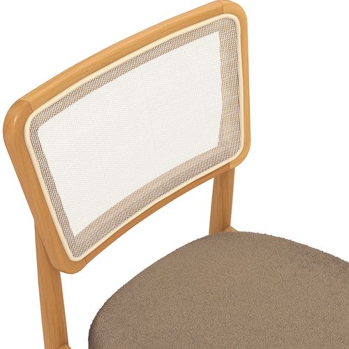 Cadeira em Madeira Maciça Kappesberg Stela Boucle Fendi (Tela Bege)