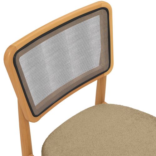 Cadeira em Madeira Maciça Kappesberg Stela Boucle Bege (Tela Chumbo)