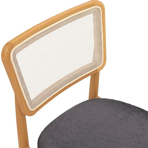 Cadeira em Madeira Maciça Kappesberg Stela Boucle Chumbo (Tela Bege)