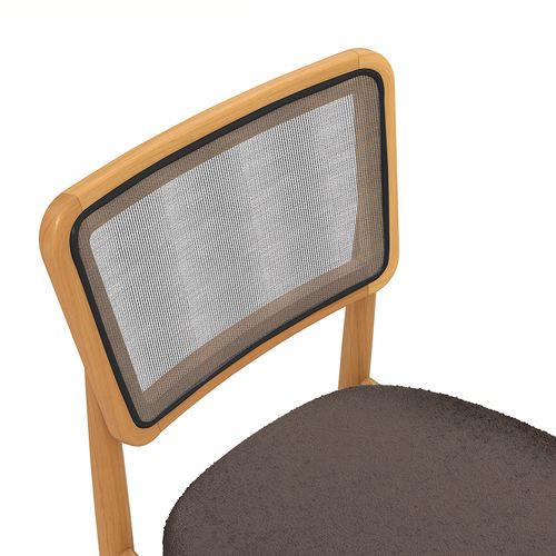 Cadeira em Madeira Maciça Kappesberg Stela Boucle Chocolate (Tela Chumbo)