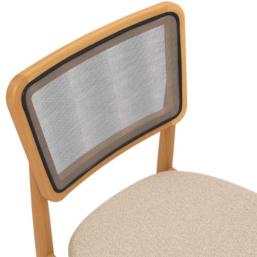 Cadeira em Madeira Maciça Kappesberg Stela Linho Mesclado Areia (Tela Chumbo)
