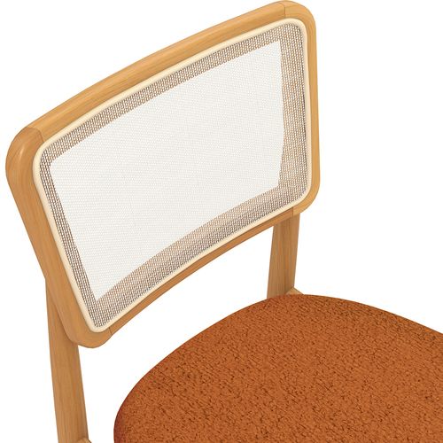 Cadeira em Madeira Maciça Kappesberg Stela Boucle Terracota (Tela Bege)