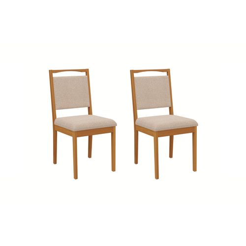 Par de Cadeiras em Madeira Maciça Kappesberg Lina Linho Mesclado Areia