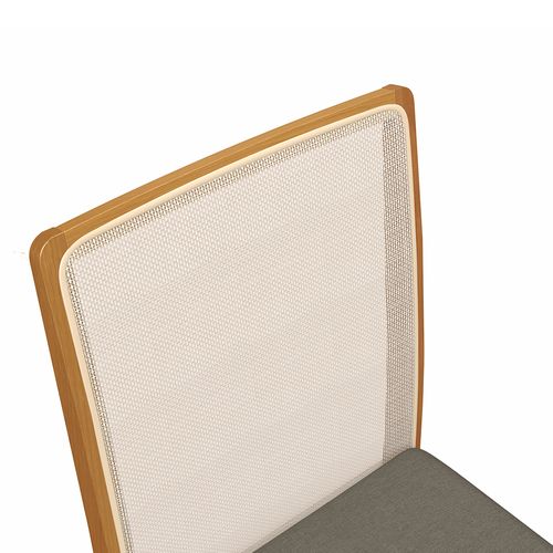 Par de Cadeiras Montadas Kappesberg em Madeira Maciça Lara Linho Mescla Chumbo Tela Bege