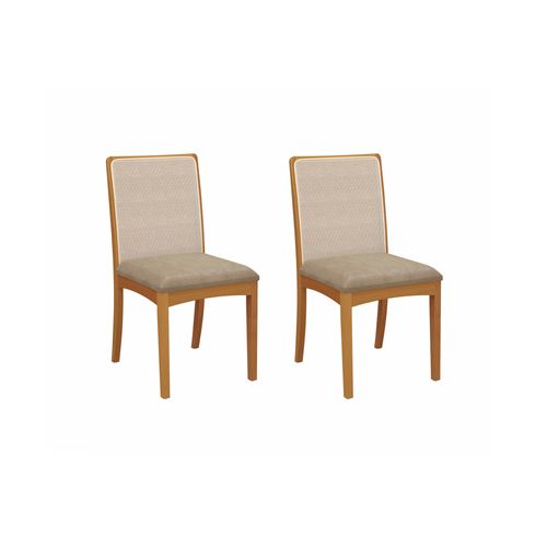 Par de Cadeiras Montadas Kappesberg em Madeira Maciça Lara Linho Fendi Tela Bege