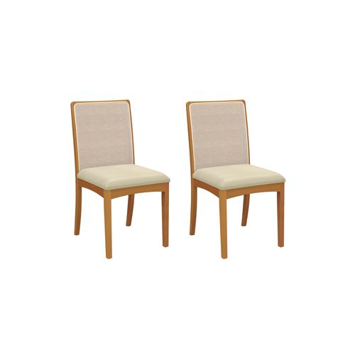Par de Cadeiras Montadas Kappesberg em Madeira Maciça Lara Linho Areia Tela Bege