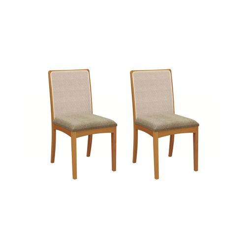 Par de Cadeiras Montadas Kappesberg em Madeira Maciça Lara Boucle Fendi Tela Bege