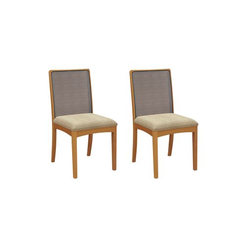 Par de Cadeiras Montadas Kappesberg em Madeira Maciça Lara Boucle Bege Tela Chumbo