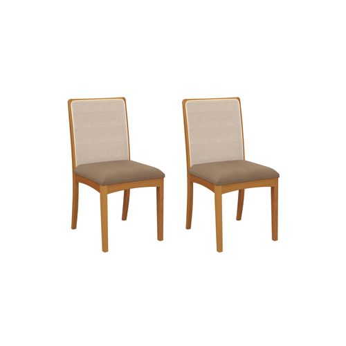 Par de Cadeiras Montadas Kappesberg em Madeira Maciça Lara Cappuccino Tela Bege
