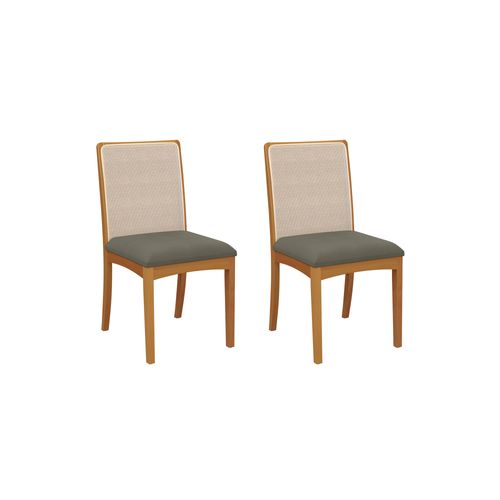 Par de Cadeiras Montadas Kappesberg em Madeira Maciça Lara Chumbo Tela Bege